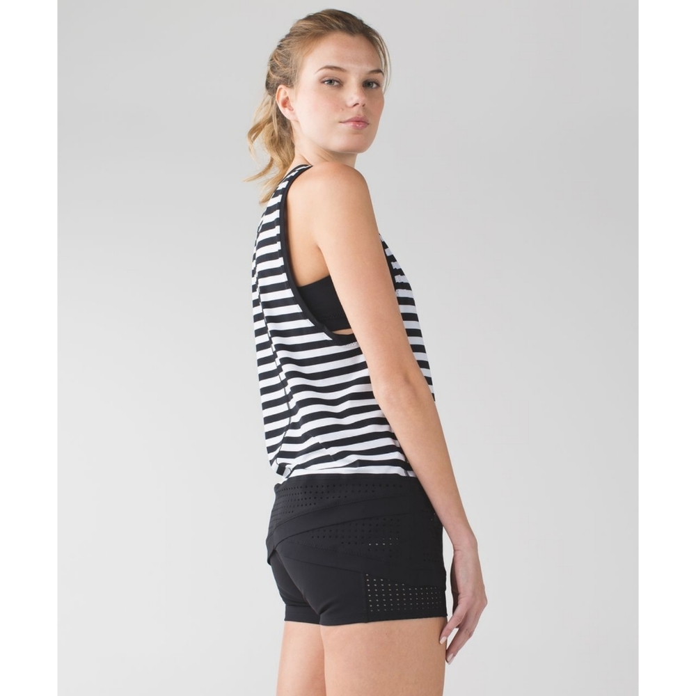 Lululemon Vent It Tank Apex Stripe Printed White Black / Black